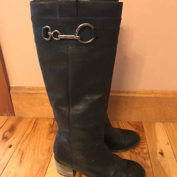 Coach Embossed Signature Black 7.5  Riding Boot - Picture 2 of 5